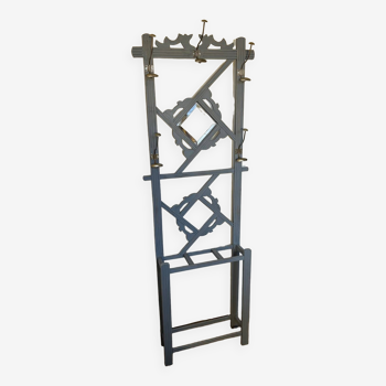 Art deco cloakroom coat rack in gray patinated wood