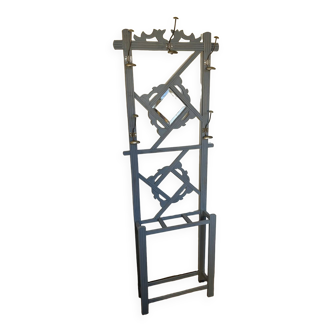 Art deco cloakroom coat rack in gray patinated wood