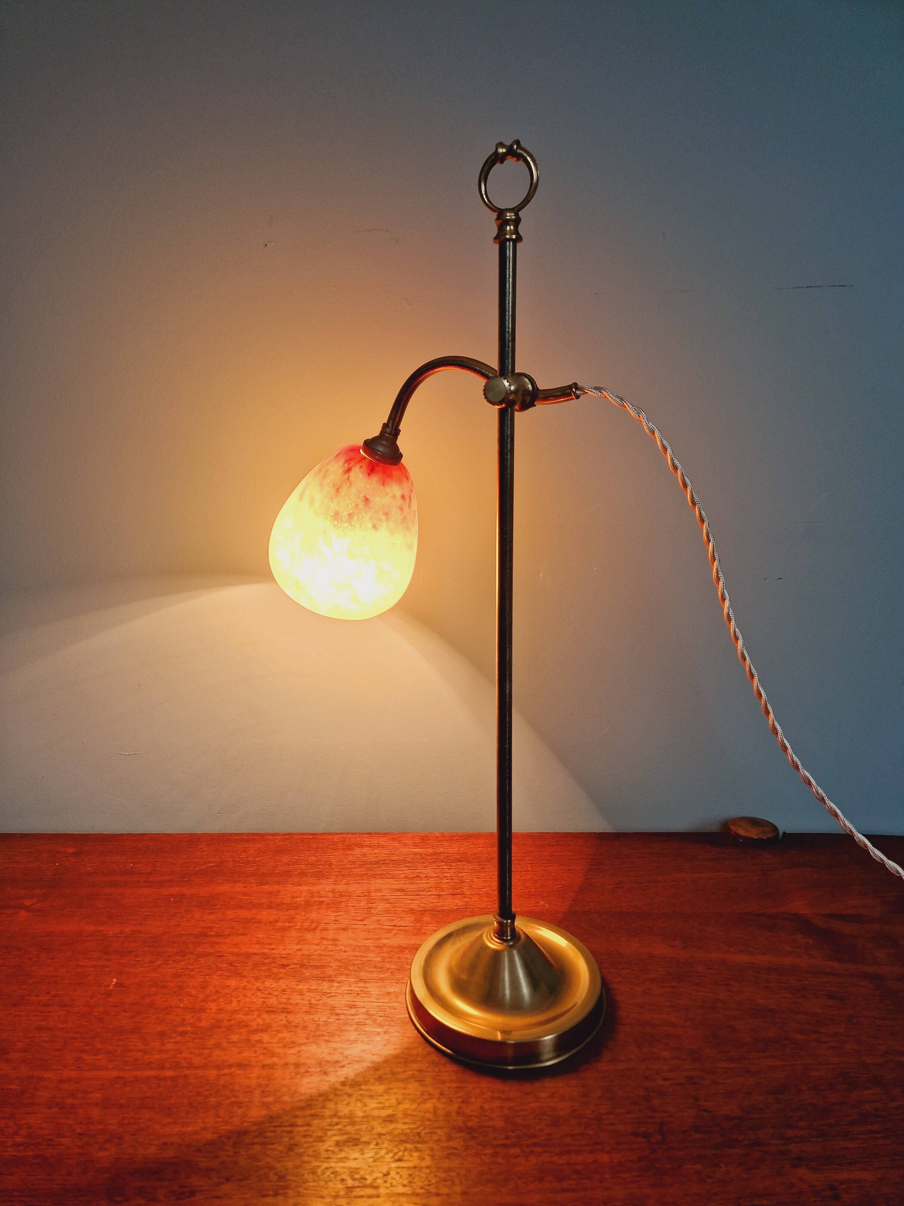Art Deco desk lamp, glass signed Schneider, 1920s