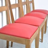 4 Chaises en chêne massif 1950