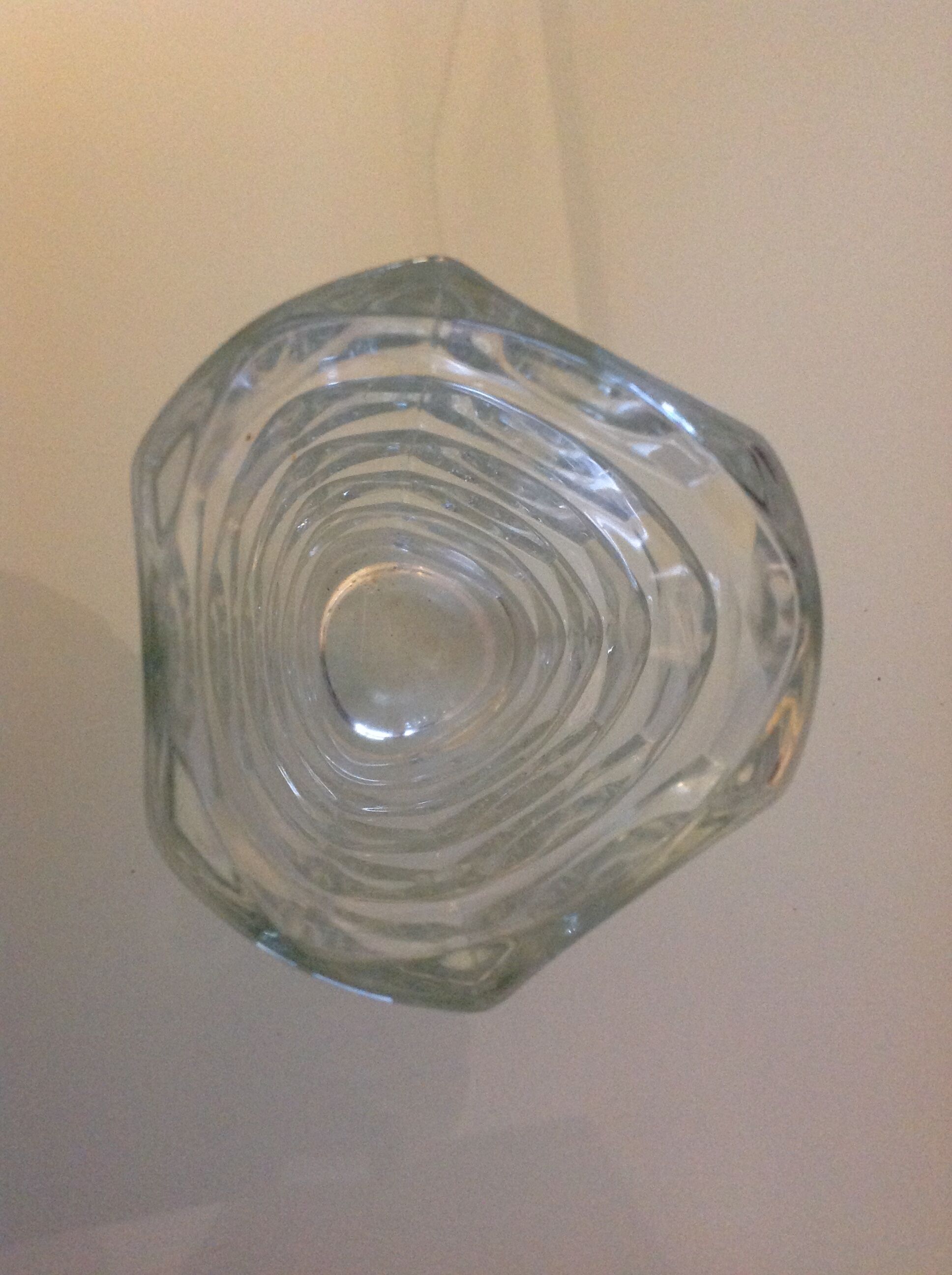 Structured glass faceted vase vintage 70s