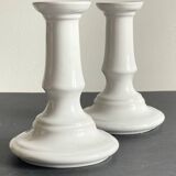 Antique White Ceramic Candlesticks