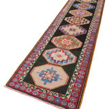 Handwoven anatolian multicolor runner rug 87 cm x 330 cm