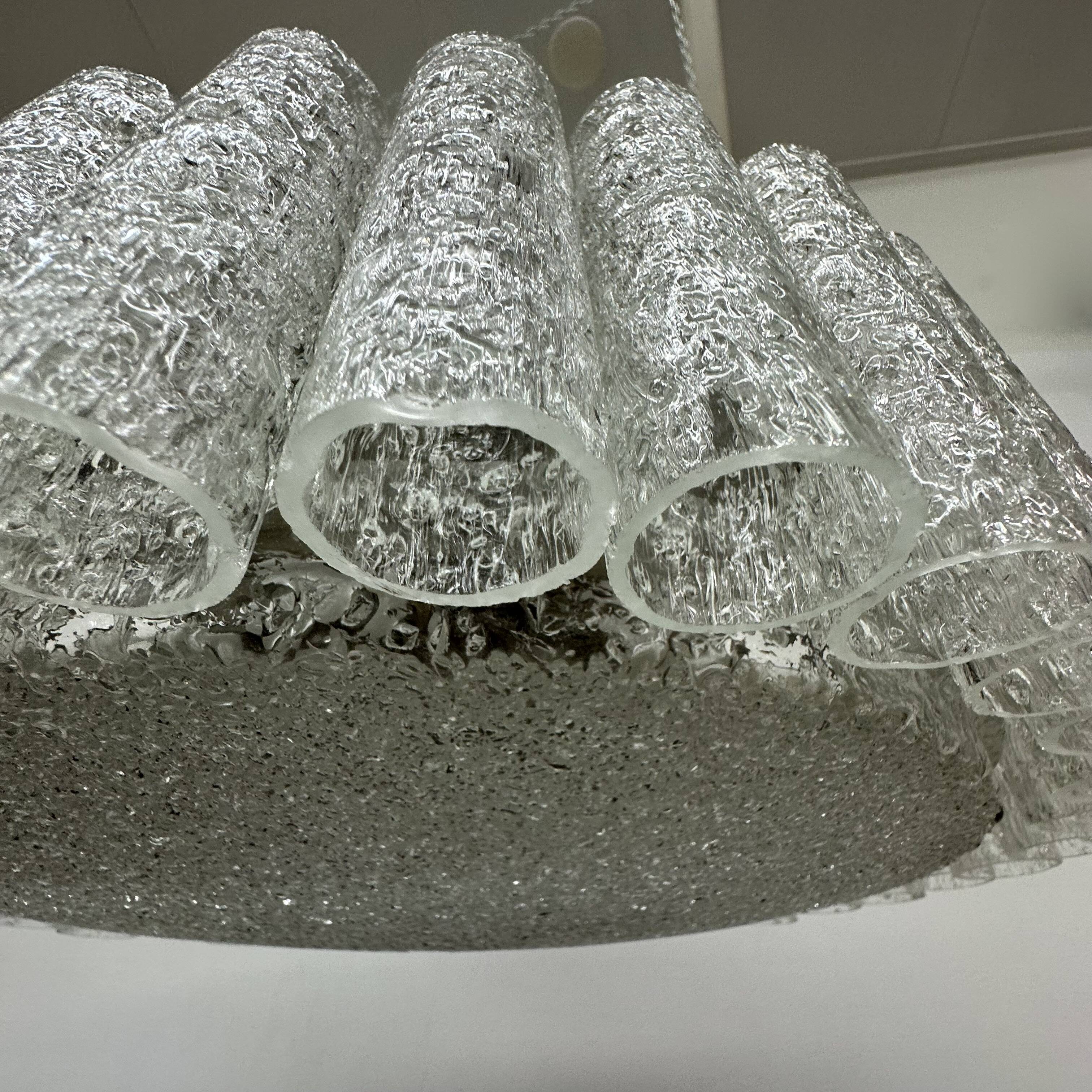 Glass Tubes Chandelier Flush mount from Doria Leuchten, 1960s