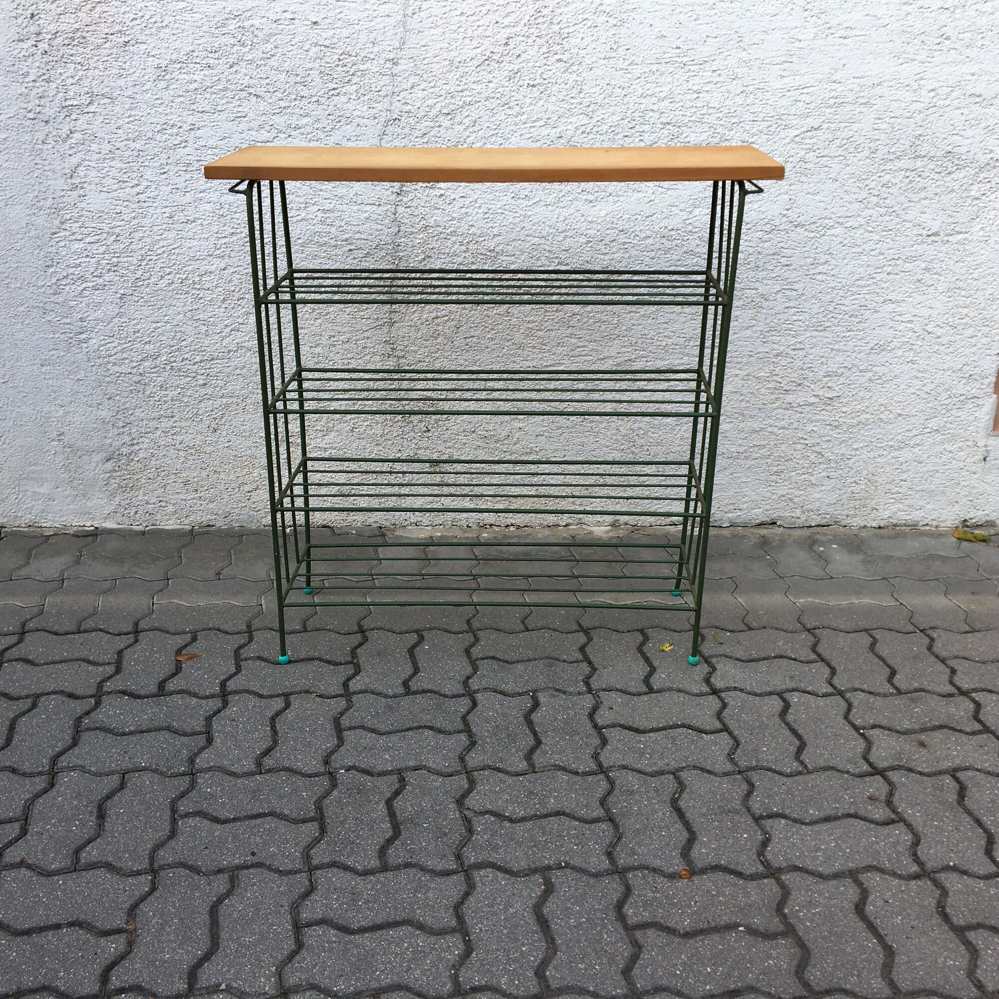 Vintage metal shoe rack table mid century 70s czechoslovakia