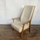 Fauteuil vintage années 1960 scandinave en noyé tissu écru d'origine