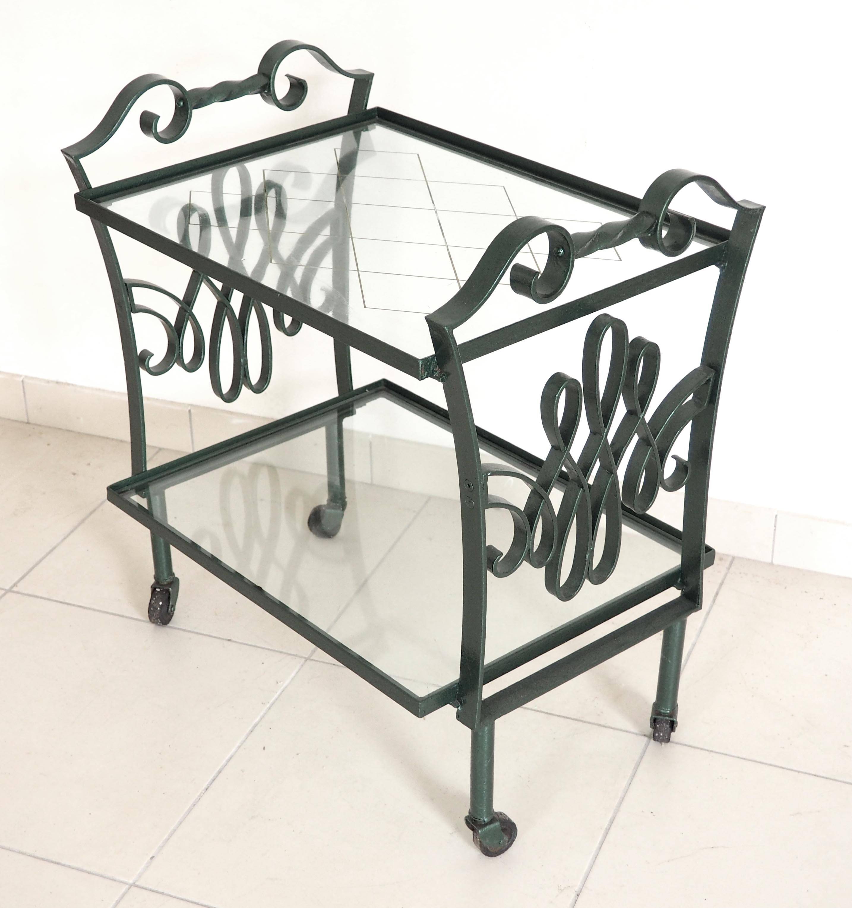 1950s wrought iron serving trolley