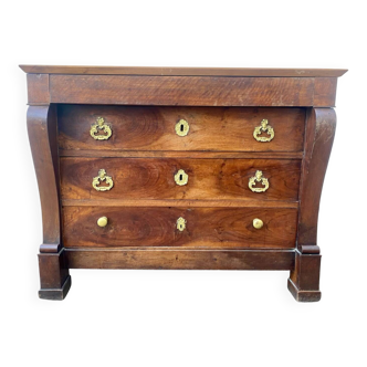 Commode empire A Crosse En Noyer Massif 19eme