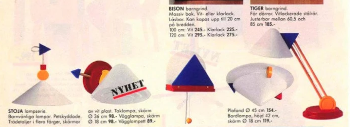 IKEA wall light vintage 80s 90s Memphis conical shape Stoja