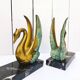 Pair of art deco golden swan bookends