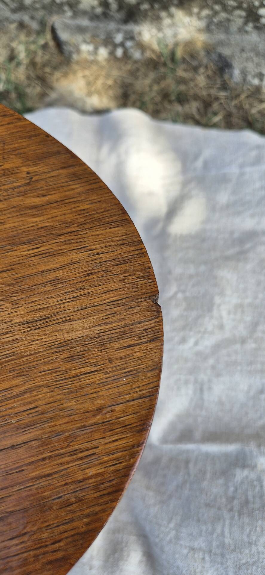 Vintage Scandinavian bean side table with wooden tapered legs.