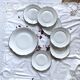Set of 6 old dessert plates + gilded Sologne porcelain dish