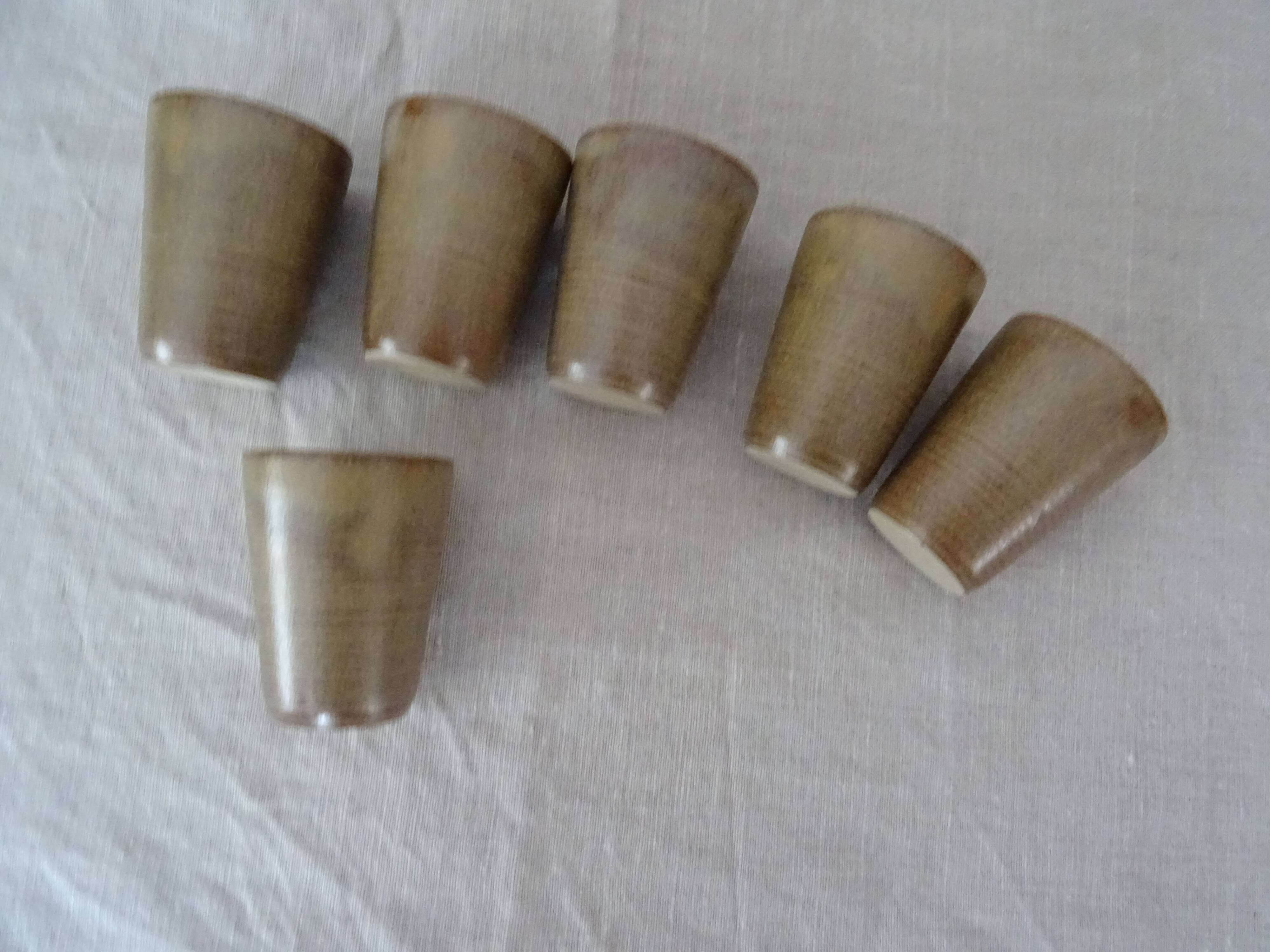 6 glasses vintage Digoin sandstone cups