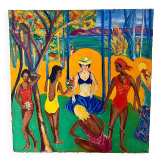 Tahiti landscape on panel