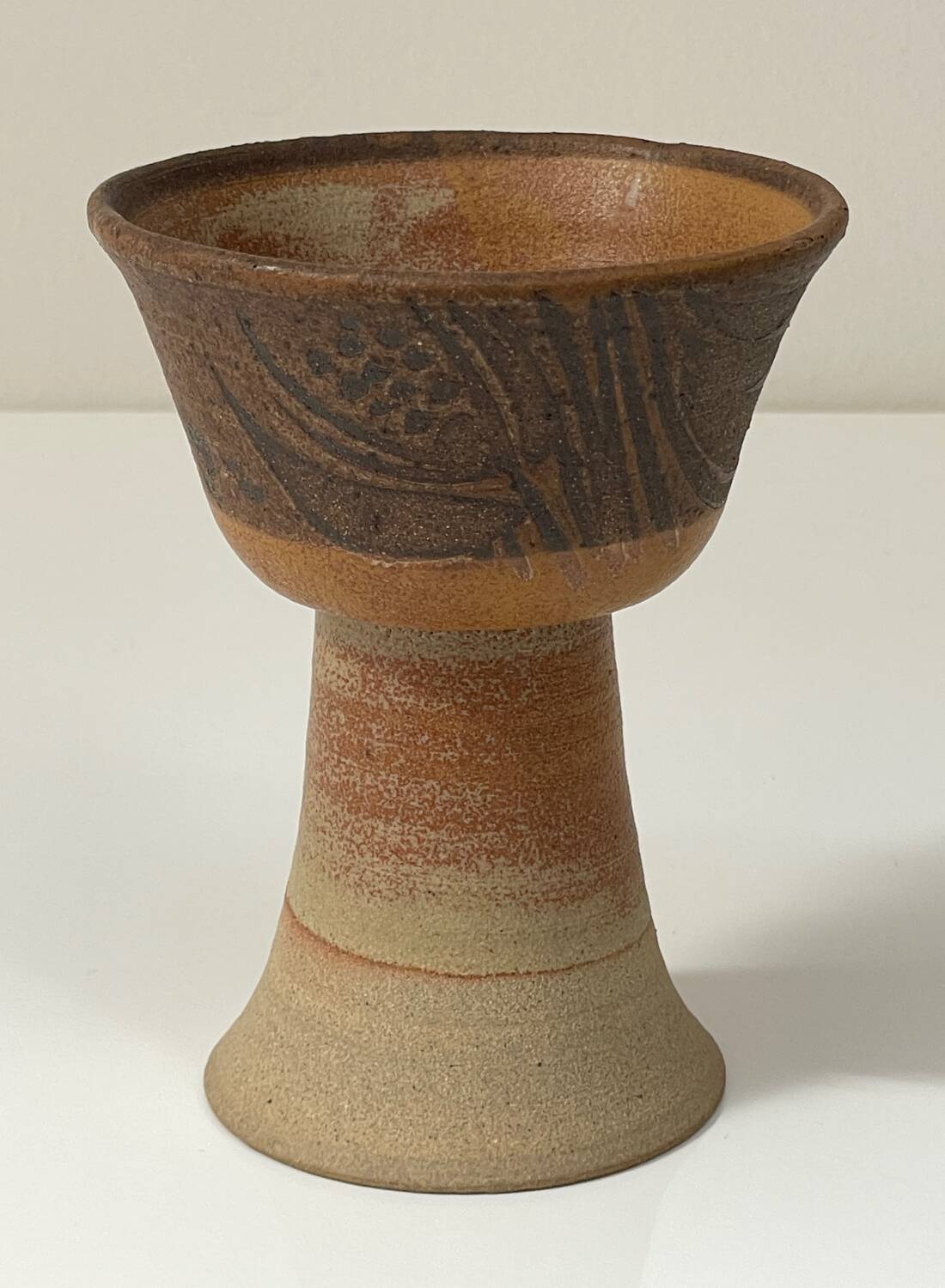Vintage Scandinavian stoneware chalice cup, Höganäs style, 1960s.