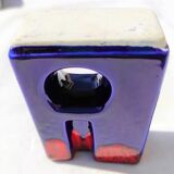 Ceramic vase year 70 blue and red design