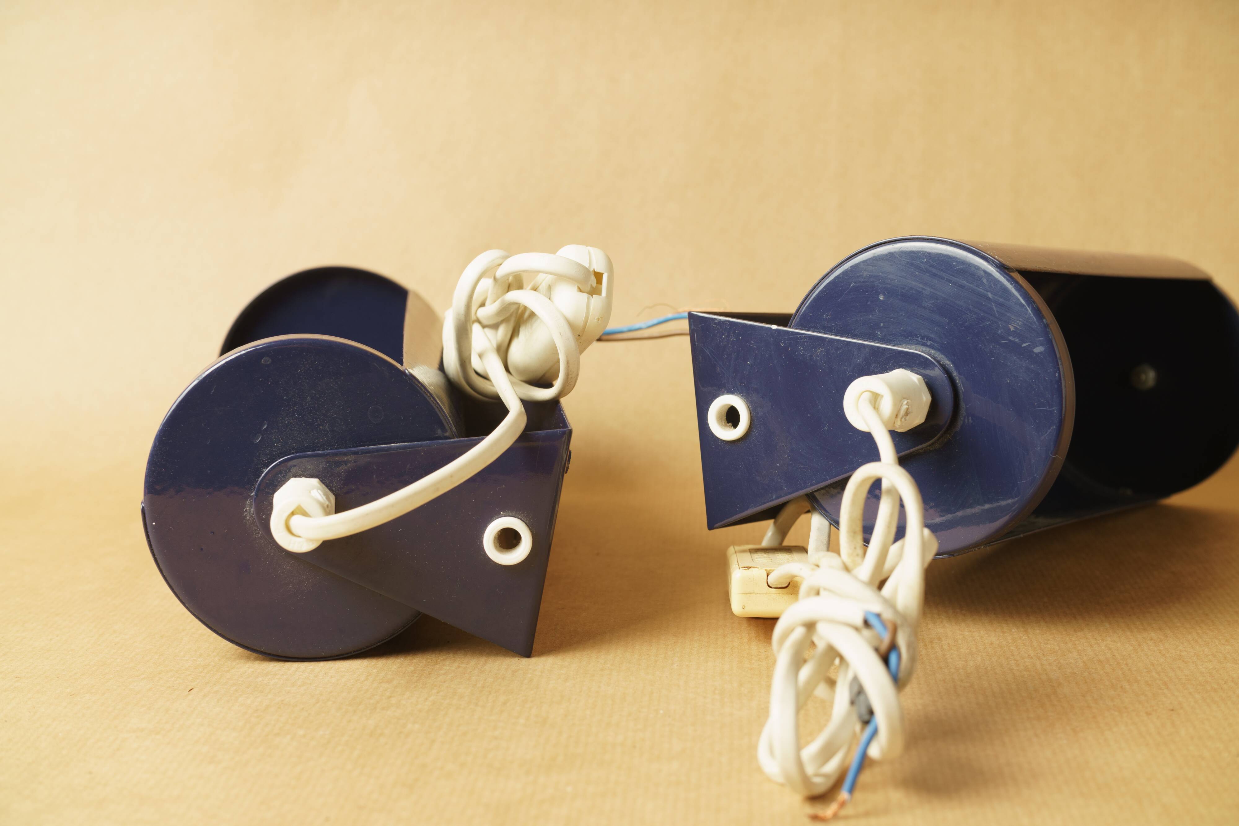 Pair of wall lamps Ikea V413 navy blue vintage design 1980