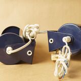 Pair of wall lamps Ikea V413 navy blue vintage design 1980