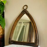 Miroir  Vintage en Bambou Rotin années 1970