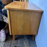 Vintage bedside table with compass feet