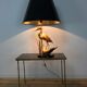 Heron lamp, golden brass animal style