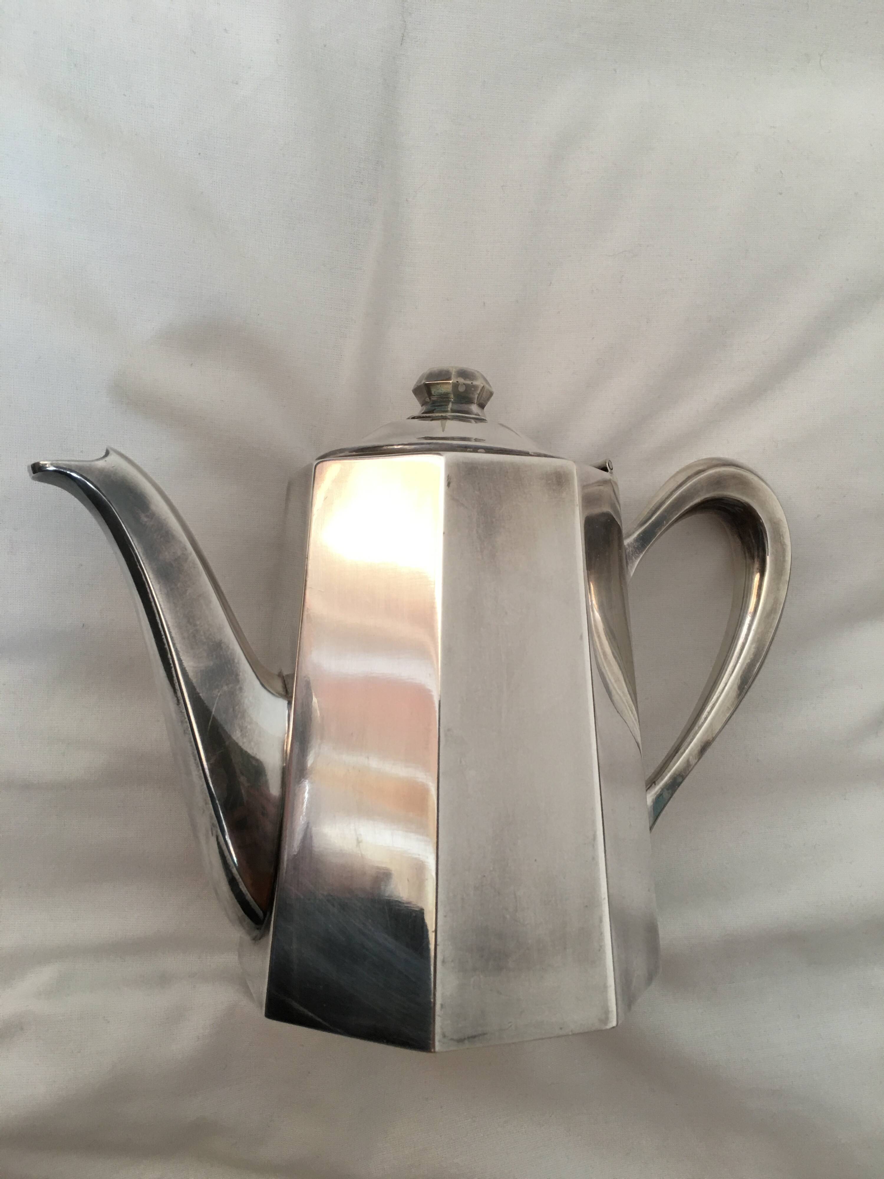 Ercuis 3-piece silver-plated metal coffee set – art deco style