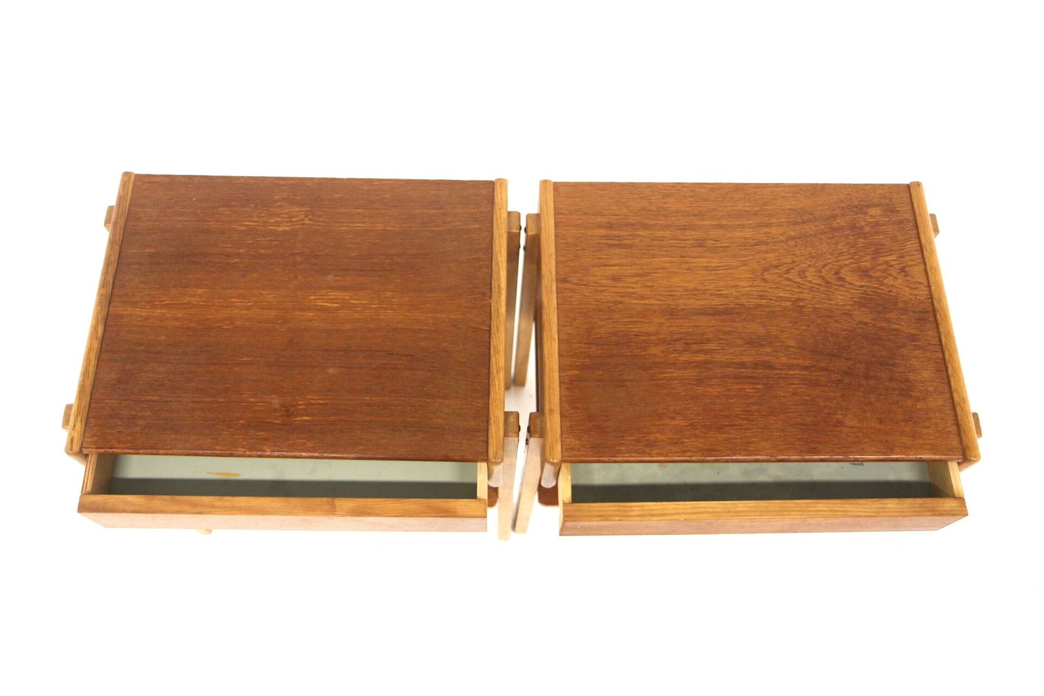 Set of 2 Scandinavian teak bedside tables, Sweden, 1960.