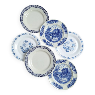 Assiettes plates bleues vintage
