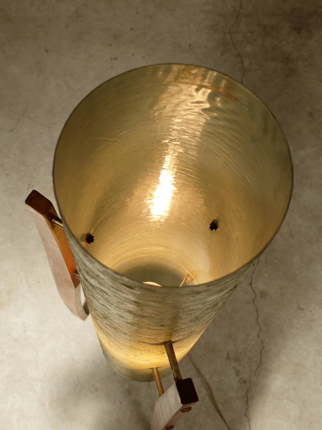 Rocket green floor lamp by Novoplast fiber and wood 1960