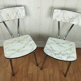 Formica table and its 2 chairs imitation marble