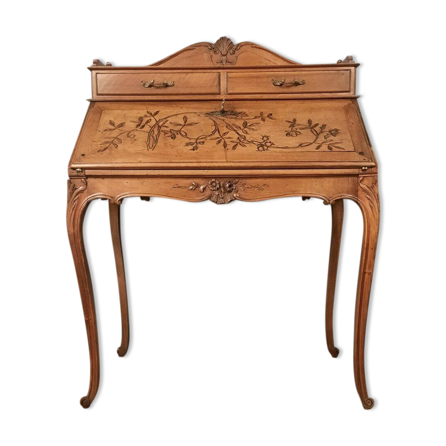 Louis XV style stepped donkey back desk in walnut in early 1900