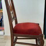 Chaise enfant bois massif et velours rouge