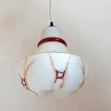 70s Pendant Light White Opaline Frosted and Marbled Effect Height 120 cm