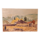 Oil painting on canvas Provence landscape Shepherd sheep signed Thiout
