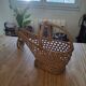 Woven wicker bottle basket