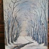 Snow landscape oil on canvas cardboard, unsigned