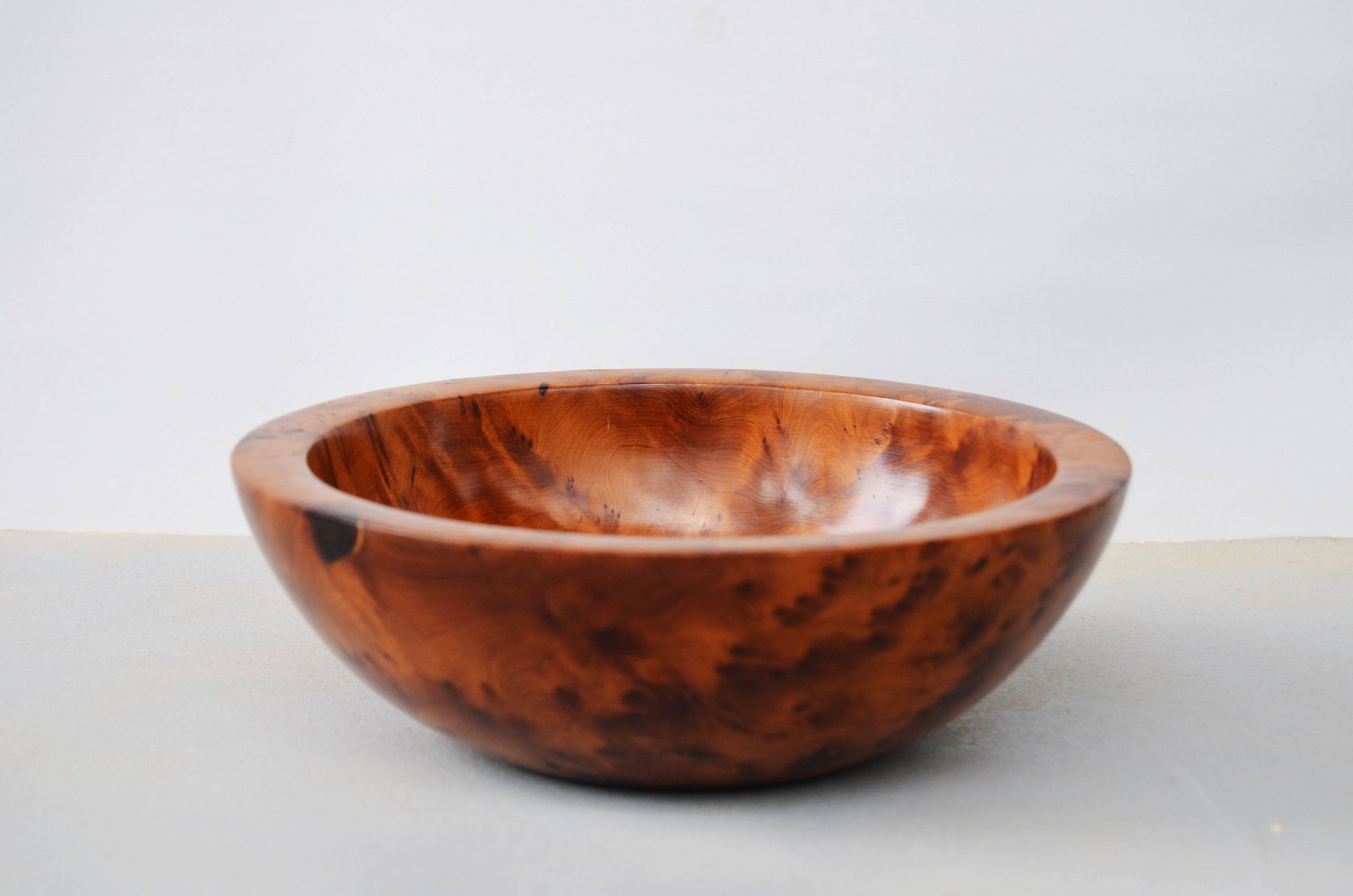 Mid Century Turned Oak Burl Bowl  Centerpiece Bowl