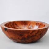 Mid Century Turned Oak Burl Bowl  Centerpiece Bowl