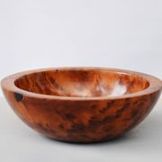 Mid Century Turned Oak Burl Bowl  Centerpiece Bowl