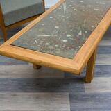 Boomerang coffee table, fossil marble, 70s