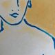 Signed painting in Chinese ink and pastel, “art deco” female portrait