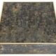 Square coffee table in marble-effect glass.