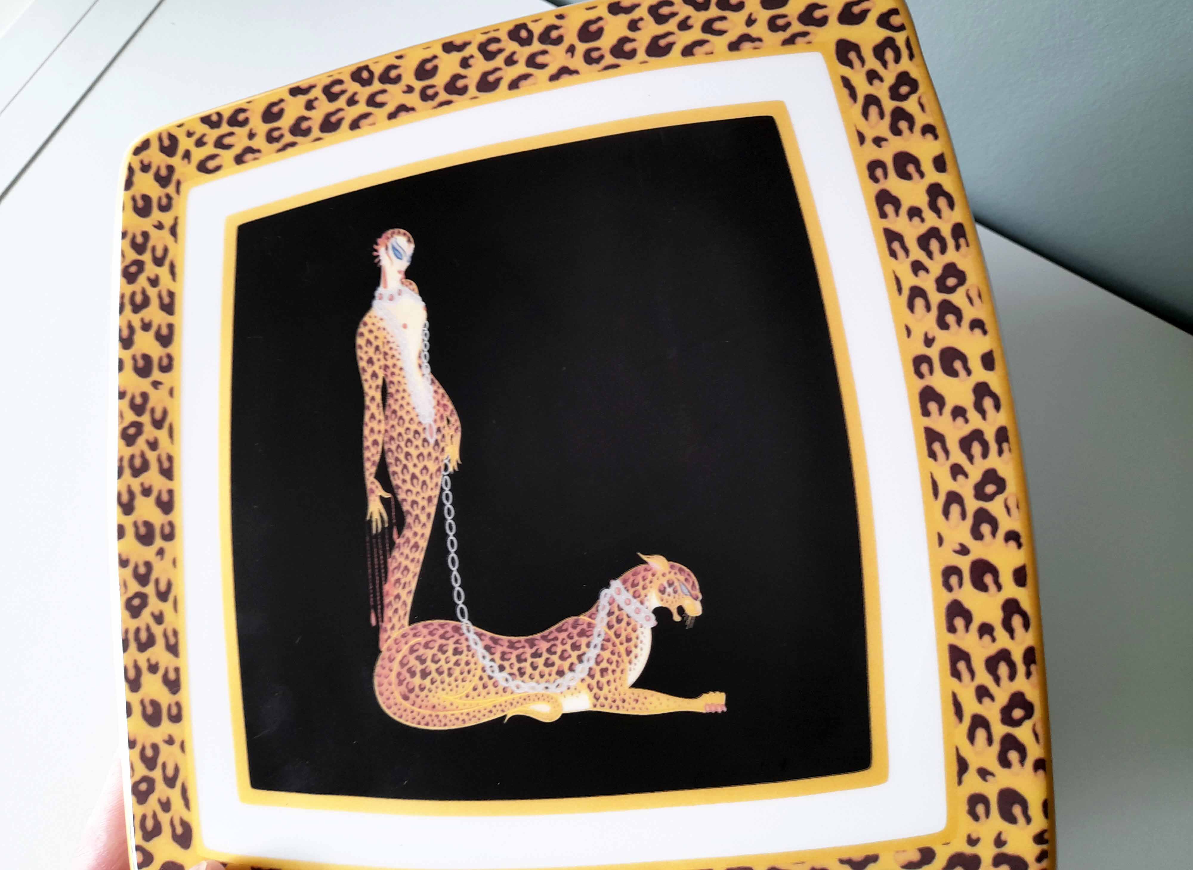 Art deco plate with erte drawing