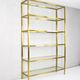 Hollywood Recency Brass and Crystal Shelving, France 70s