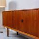 Ejnar Larsen & Aksel Bender sideboard with sliding doors, teak, vintage mid-century Danish design, Næstved Møbelfabrik.