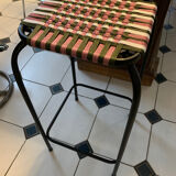 Tabouret de bar en métal tissé à la main en cordes colorées