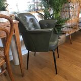 Chair in bottle green leatherette