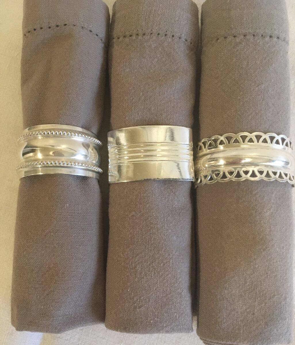 Trio ronds de serviette métal argenté
