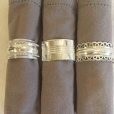 Trio of silver metal napkin rings