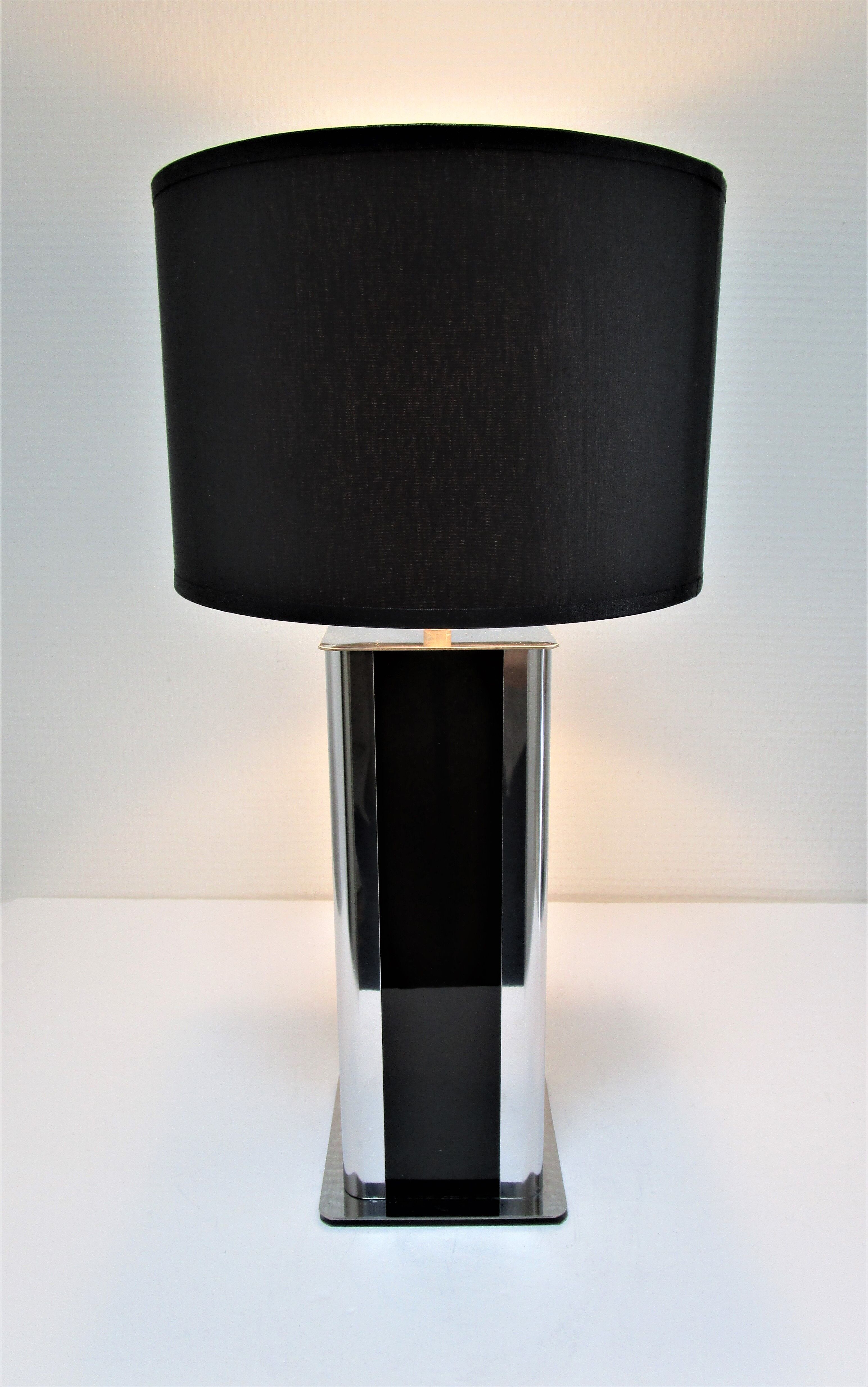 Stainless steel lamp foot and plexiglass black design 70s / 80s